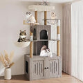 Cat Tree with Litter Box Enclosure, Multi-Level Hidden Cat Tower Furniture