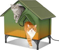 Outdoor Heated Cat House for Winter, 20" Tall, Insulated and Weatherproof with Removable Heating Pad, Skylight Top and Exit