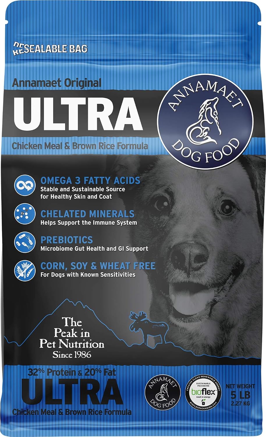 40 lb bag of 32 percent protein chicken and brown rice dry dog food – view 4