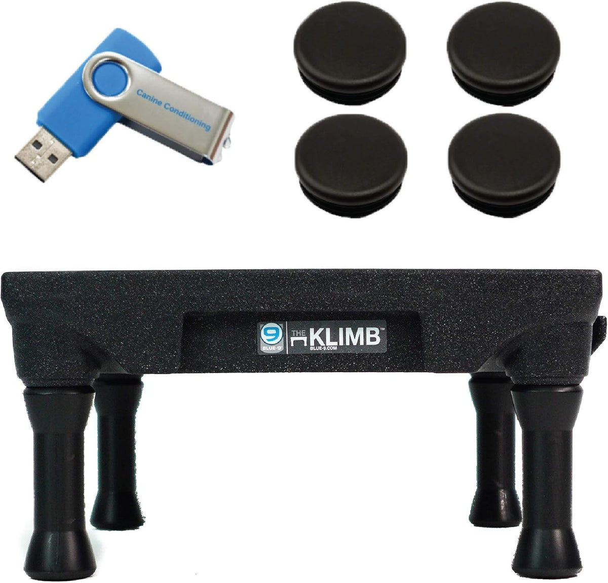 Black 2 foot square dog training platform with rubber top mat