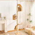 797Audio Floor-to-Ceiling Wood Cat Tree, Adjustable 98-119 Inch Tall Cat Tower