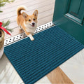 Atlantic blue chenille dog mud mat inside a front door
