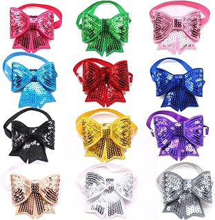 50-Piece Christmas Pet Bow Ties, Adjustable, Shiny, for Small and Medium Cats and Dogs