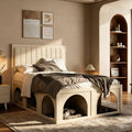 Black full platform bed with arched pet nook beneath – view 6