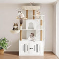 Cat Tree with Litter Box Enclosure, Multi-Level Cat Tower, Large Perch