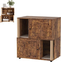 Double layer litter box enclosure side table with scratching boards