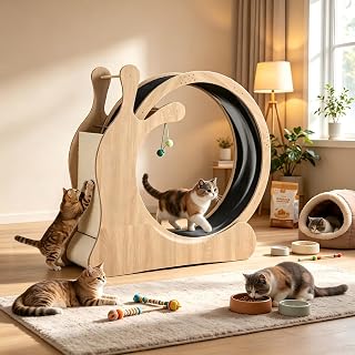 40-Inch Cat Exercise Wheel, 3-in-1 Quiet Treadmill, Natural