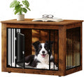 White farmhouse wooden dog crate end table with latched door – view 2