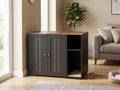 Walnut cabinet enclosure for self-cleaning litter box with internal outlet