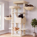 71 inch leopard print cat tree with two condos, hammocks and basket – view 5