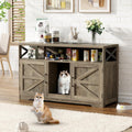 Grey 47 inch farmhouse double litter box enclosure with scratch pad