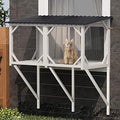 43.3-Inch Outdoor Cat Window Box with Net and Perch, White