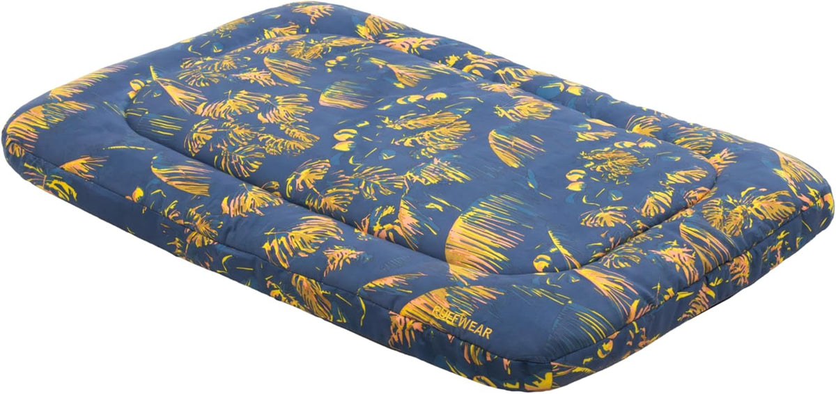 Deep green foldable outdoor dog bed with microsuede top and carry handle