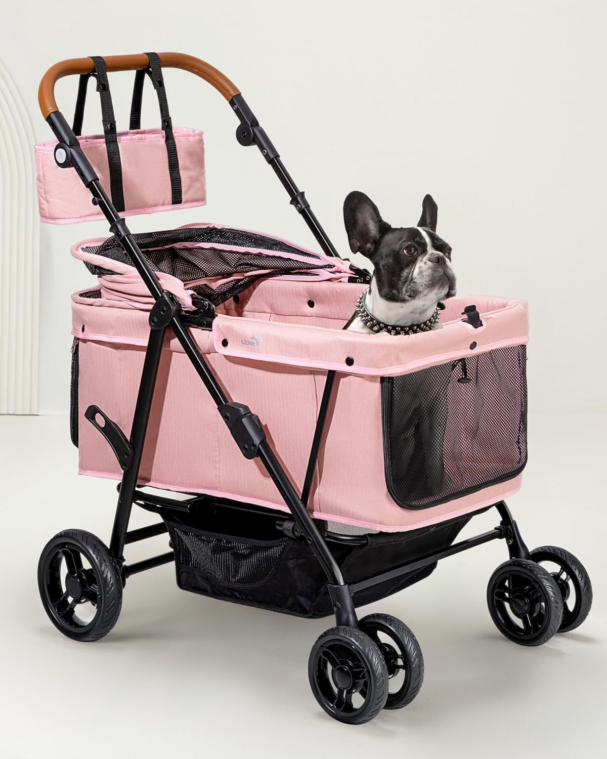 Grey extra large dog stroller with ventilated mesh cabin – view 4