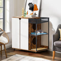 Wooden litter box enclosure cabinet for two cats with rustic finish – view 2