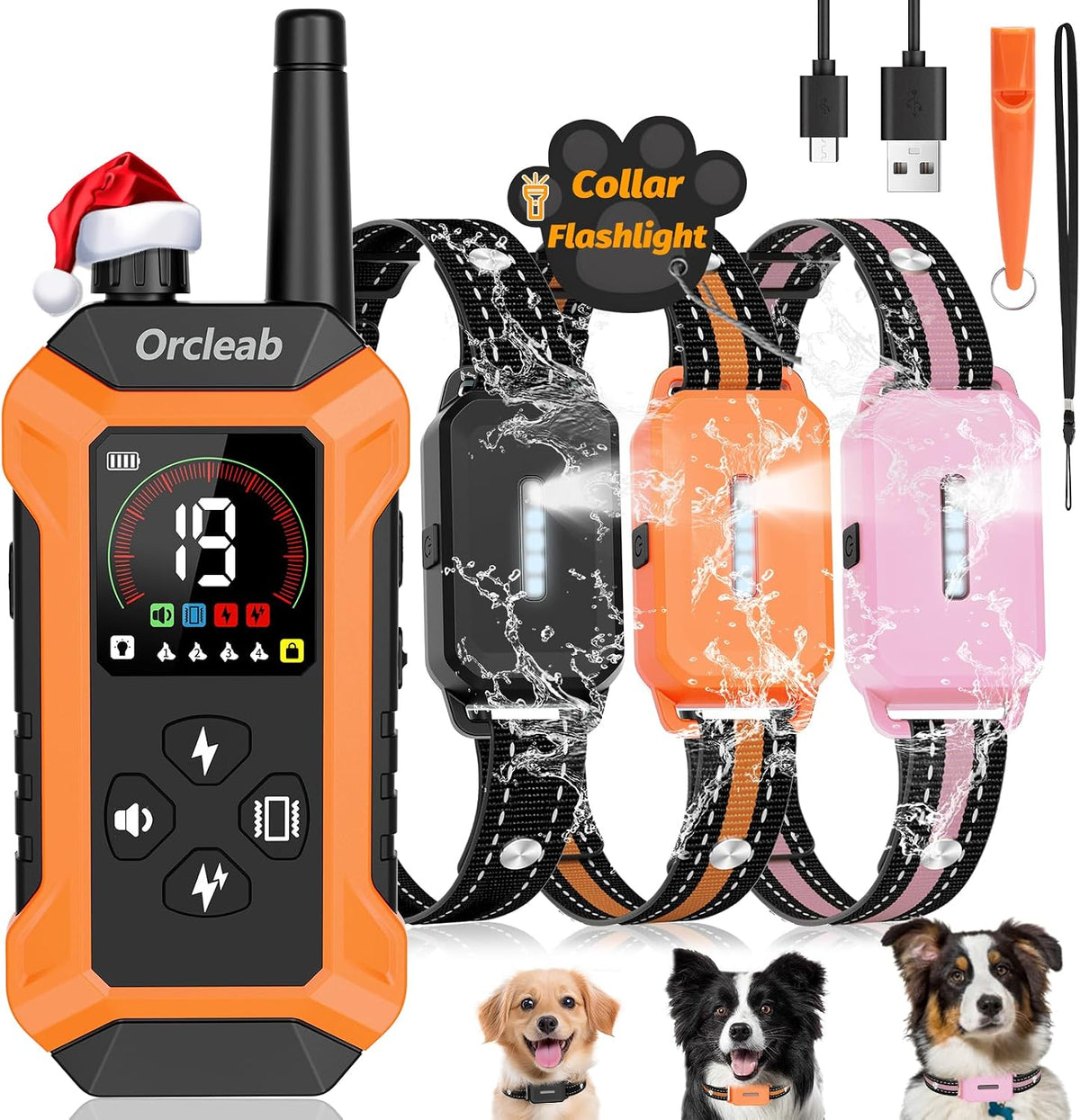 Remote control with four waterproof dog training collars – view 2