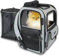 Expandable cat backpack carrier with pop-out compartment