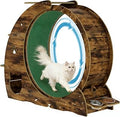 55" Cat Exercise Wheel with Running Track, Built-In Bowls, Scratch Post and 3-Level Jumping Tower, Retro Brown