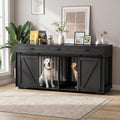 White farmhouse 71 inch double dog crate TV stand with center divider – view 4