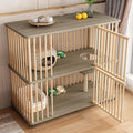 Two-tier wooden cat house villa on wheels with scratching post – view 2