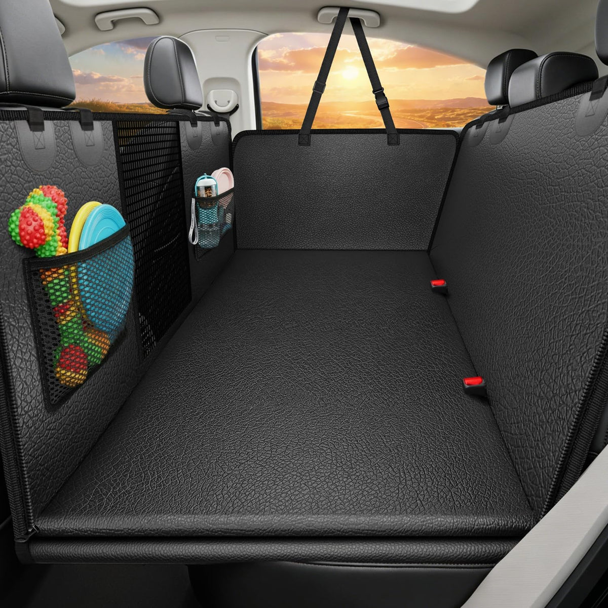 PU leather hard-bottom dog back seat extender