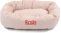 Tan heathered donut dog bed with monogrammed pet name – view 3