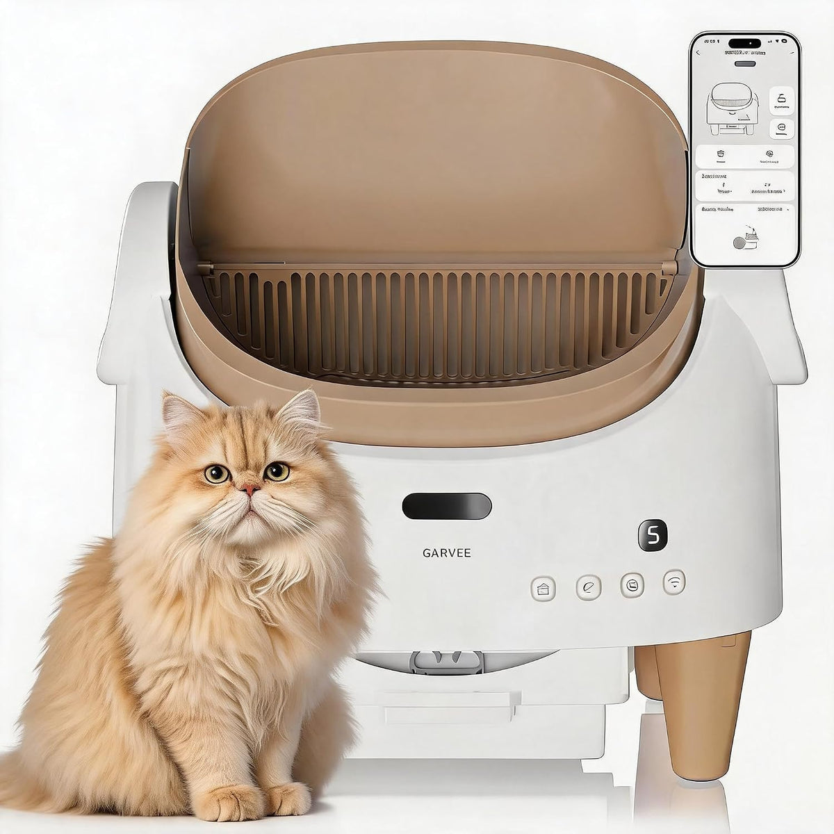 Coffee color open top automatic cat litter box