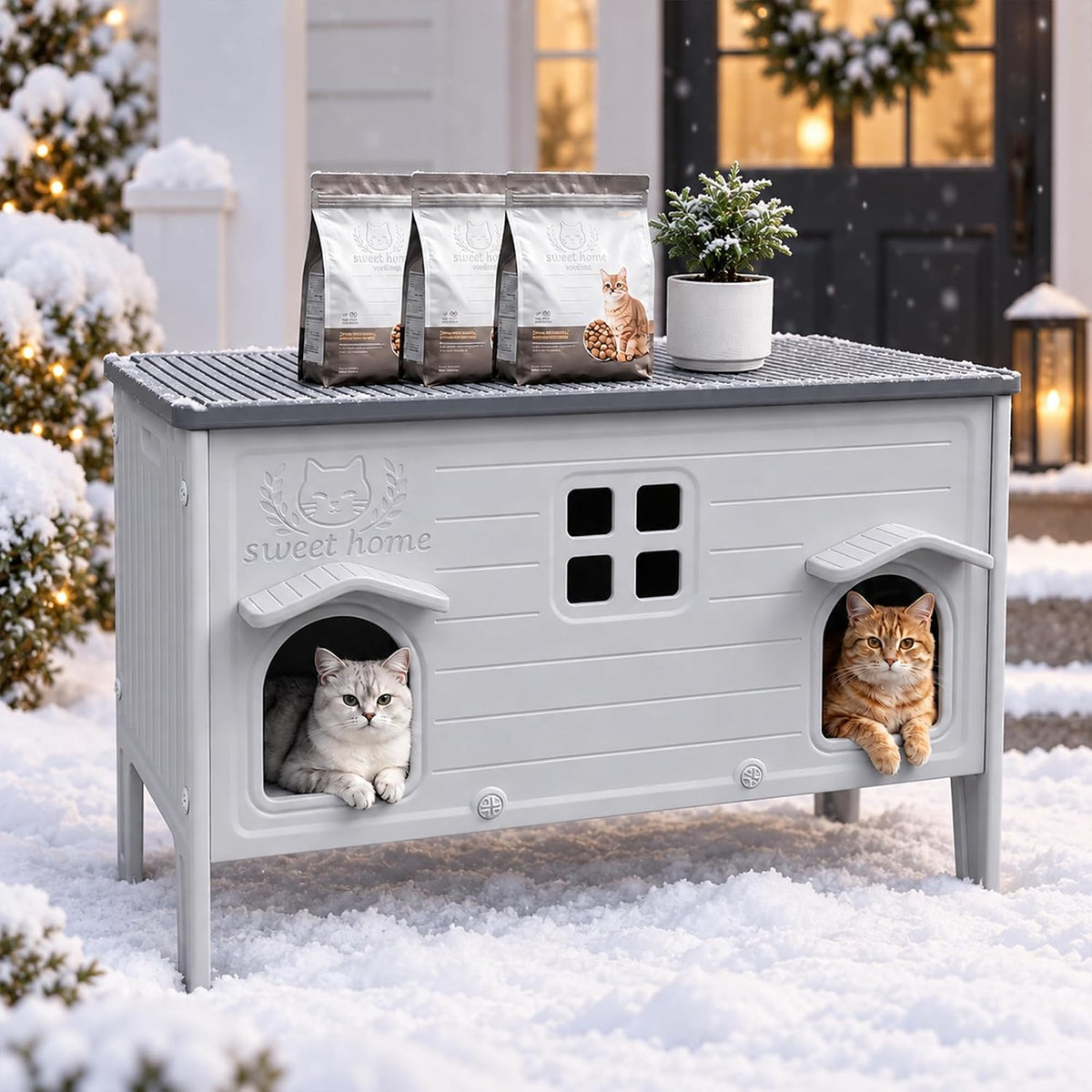 40.2 inch HDPE plastic outdoor cat house shelter