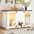 Cat Litter Box Enclosure with LED Light and Stairs for Living Room