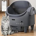 Open-Top Cat Litter Box, Large Top-Entry Litter Pan with High Sides, ABS Plastic, White