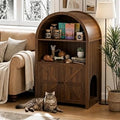 Arched Cat Litter Box Enclosure Furniture with Open Shelf, Walnut