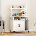 Cat Litter Box Enclosure with Shelf Storage, Large Hidden Wood Cat Washroom Furniture, White