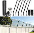 Outdoor cat fence topper barrier mounted along a yard fence