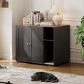Gray extra large litter box enclosure cabinet with built-in outlet – view 2