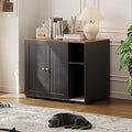 Hidden Cat Litter Box Enclosure Cabinet, Large, Dog-Proof with Mark-Resistant Pad, Power Outlet and Storage, Black