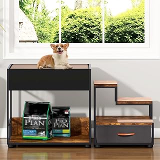 Dog Window Perch Bed with Stairs and Storage, Window Bench for Small, Medium and Large Dogs
