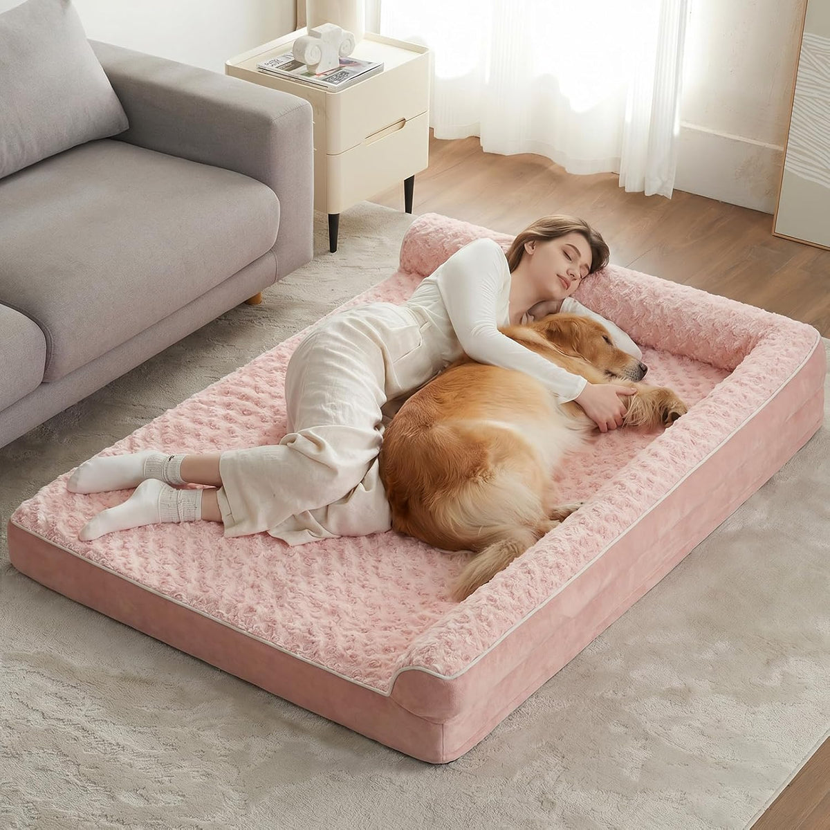 Sofa style orthopedic dog bed with plush velvet cover