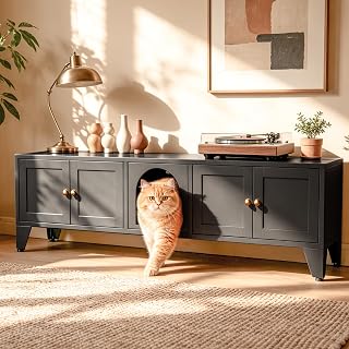 Cat Litter Box Furniture, Metal Enclosure for 2 Cats