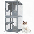 69-Inch 4-Tier Wooden Catio with Waterproof Roof