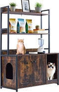 Garvee 52 Inch Cat Litter Box Enclosure with Shelves, Dog-Proof Wood Cabinet with Scratch Mat, Brown