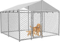 Galvanized wire mesh outdoor dog kennel with waterproof roof cover in a yard