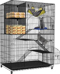 4-Tier Cat Cage with Storage Cube, Metal Cat Playpen, 56 Inch Tall Cat Kennel, One-Piece Folding Design