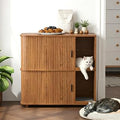 Double Cat Litter Box Enclosure for 2 Cats with Scratch Pad and Large Storage, Wooden Cabinet End Table, Walnut