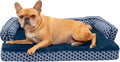 Diamond blue memory foam sofa dog bed with faux fur and woven bolsters – view 3