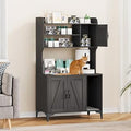 Modern Cat Litter Box Enclosure Furniture, 4-Tier Storage Shelves, Hidden Hickory, with Litter Mat