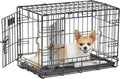 42 inch black wire double door folding dog crate with divider panel and tray – view 3