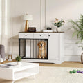 Farmhouse dog crate furniture with double doors, drawers and cabinet