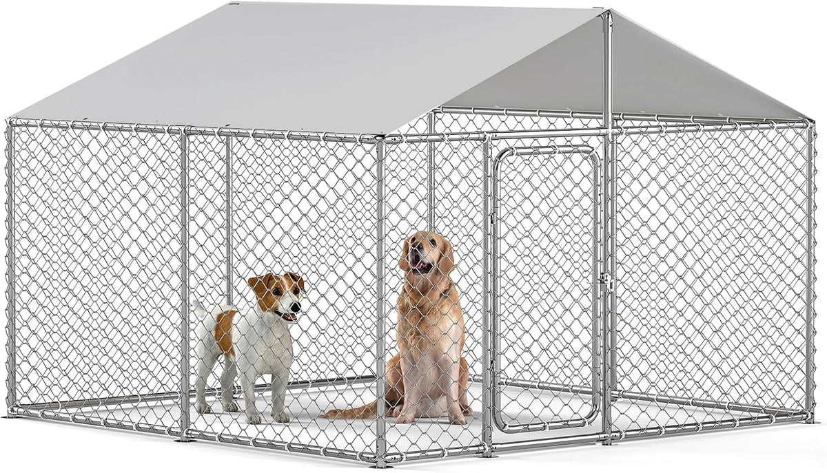 Large galvanized welded wire outdoor dog kennel with waterproof roof cover – view 4