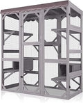 Catio Large Outdoor Walk-In Cat Enclosure with Door, Platform and Small House, 62.6 Inch