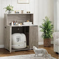 Patikuin Gray Dog-Proof Cat Litter Box Enclosure with Mark Pad, Top Storage and Power Outlet